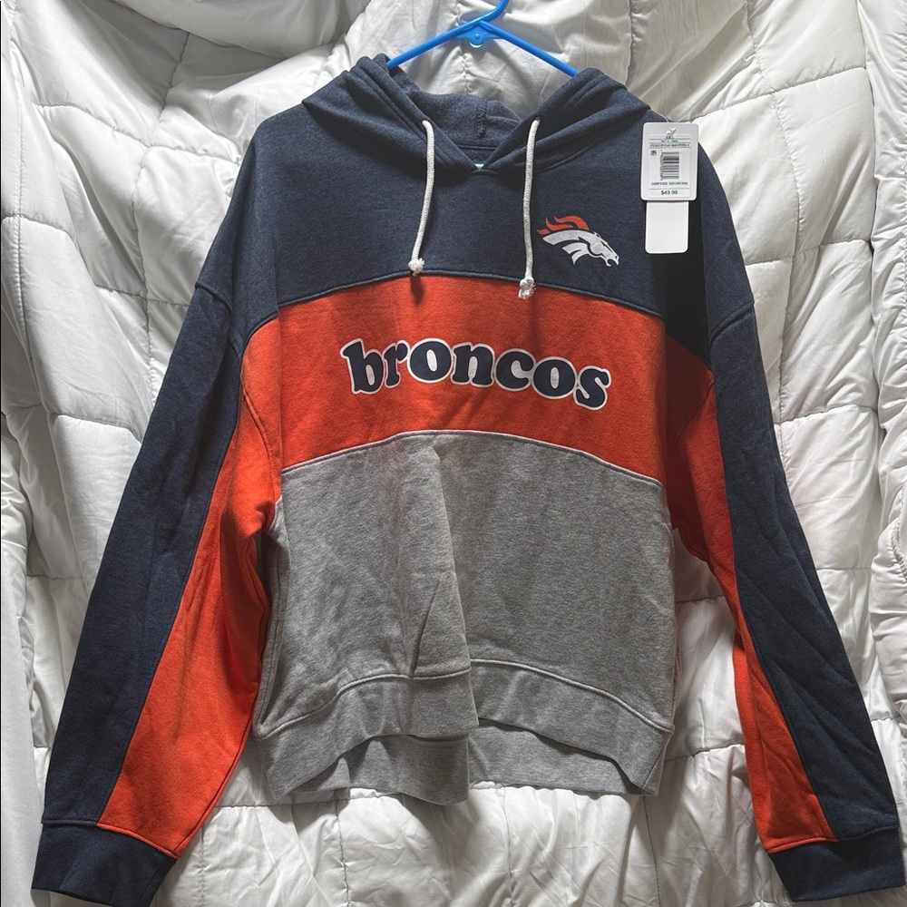 New* NFL Broncos Navy and Orange Hoodie